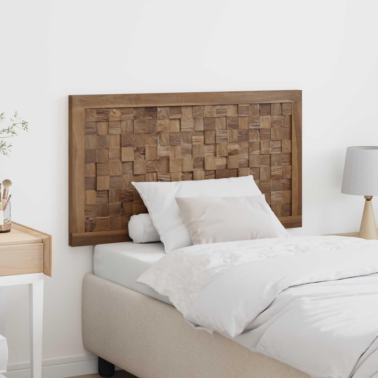 Sengegavl i massiv teak - natur, vægmonteret, 100 × 55 cm