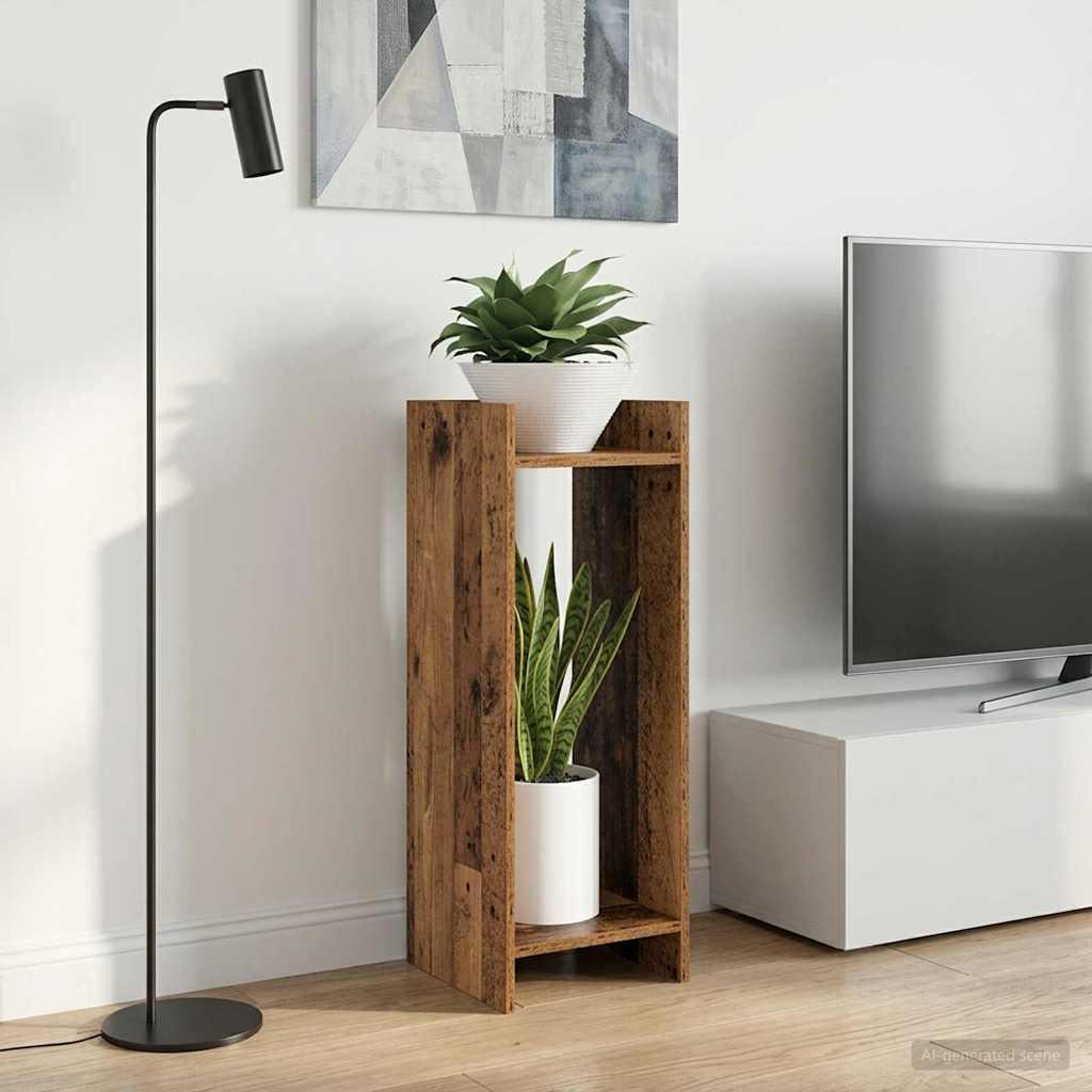 Planteholder i gammelt trælook 30 × 30 × 80 cm - konstrueret træ
