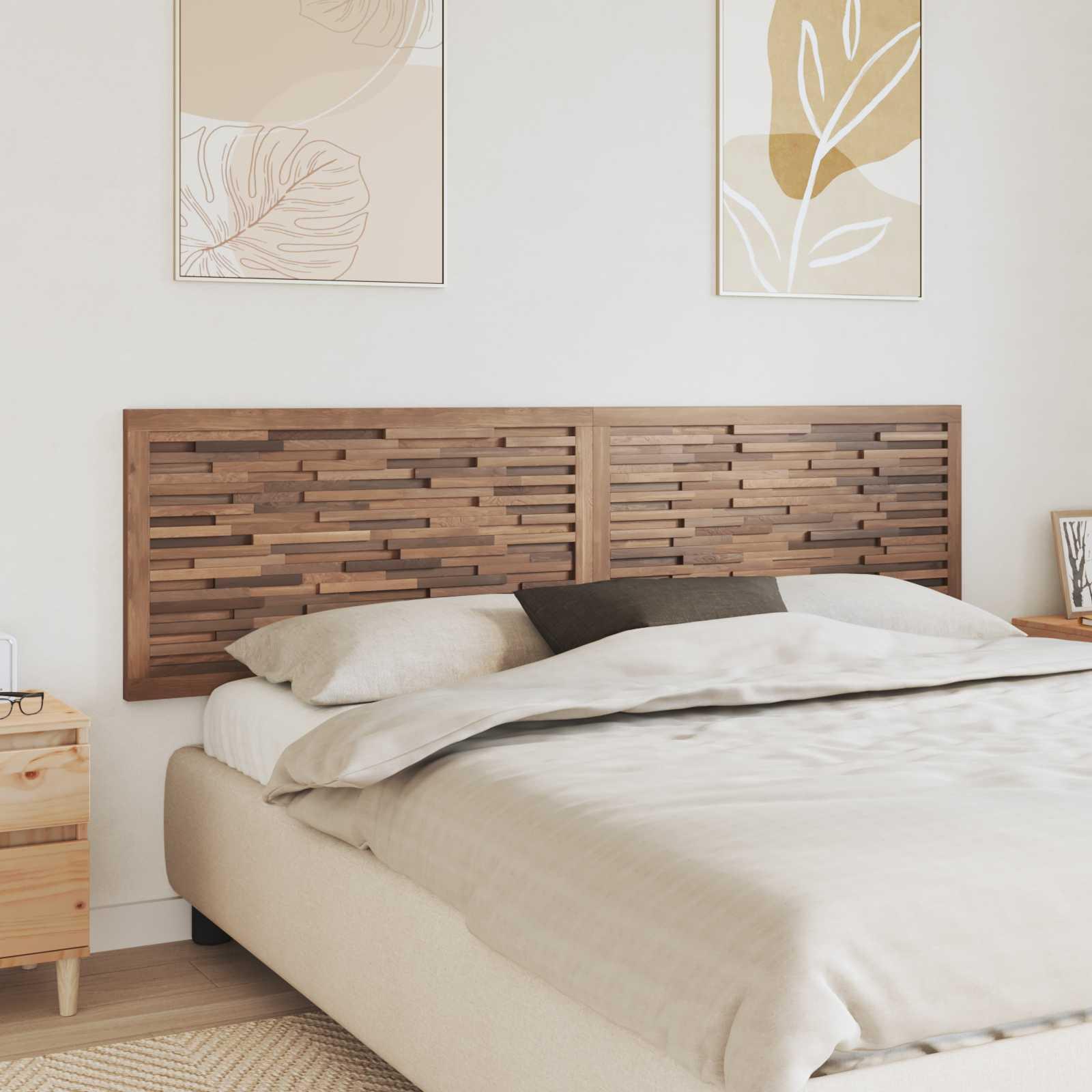 Sengegavl i massiv teak - naturfarvet, 180 × 55 cm vægmonteret