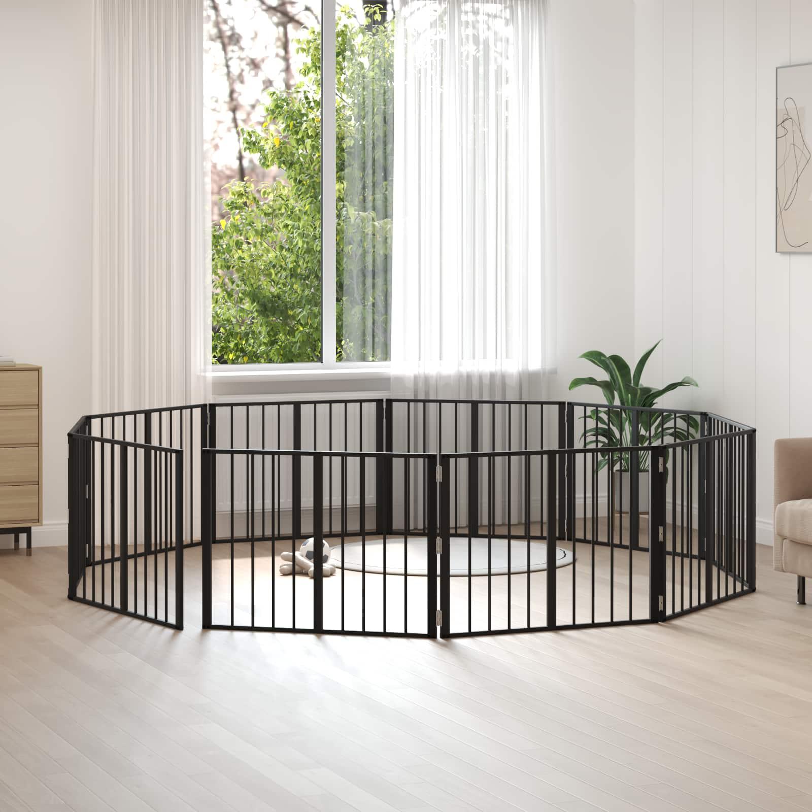 Hundedør 10 stk Sort 80 x 60 cm Galvaniseret stål billede