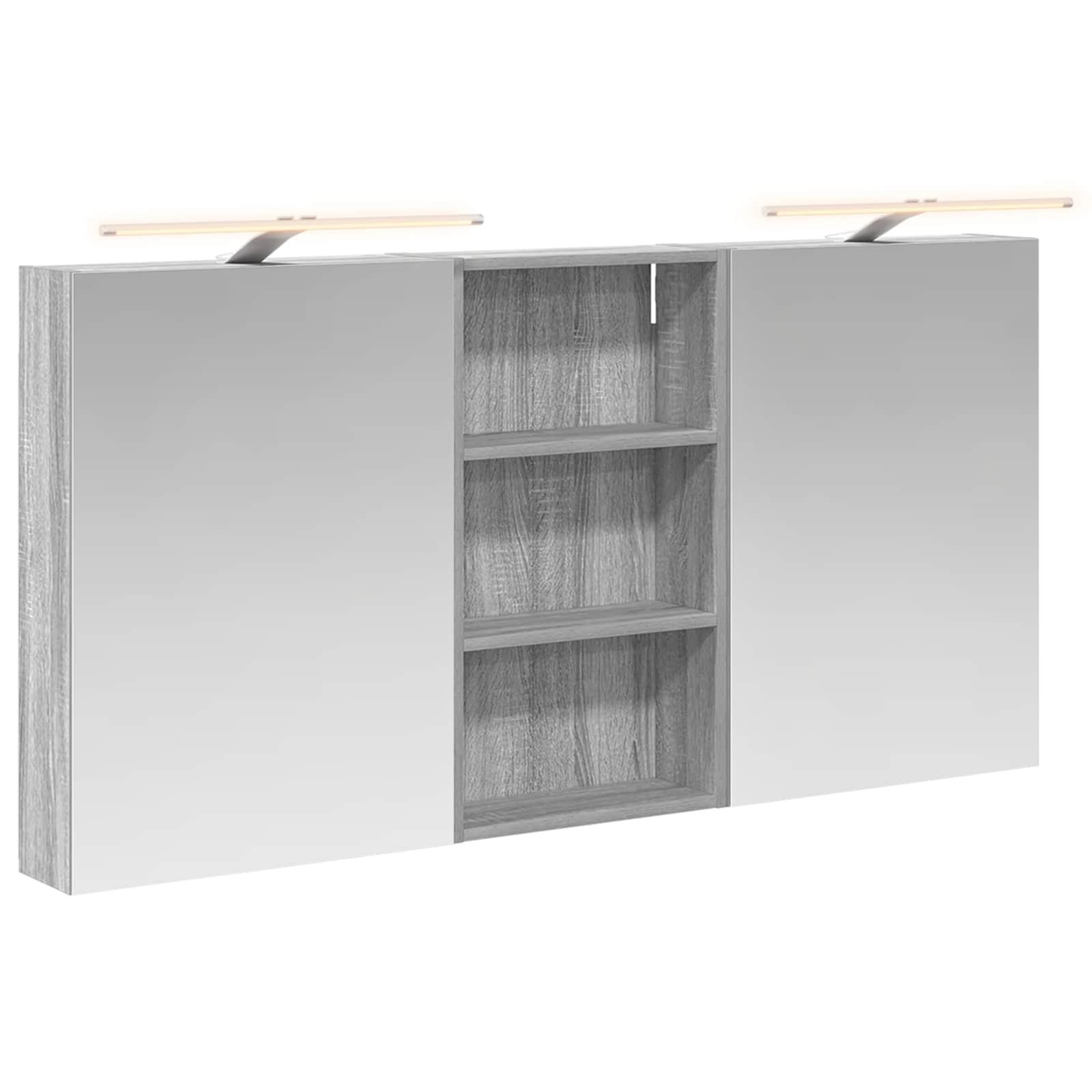 Badeværelsesskabsæt 3 stk 140 x 14,5 x 70 cm Konstrueret træ billede