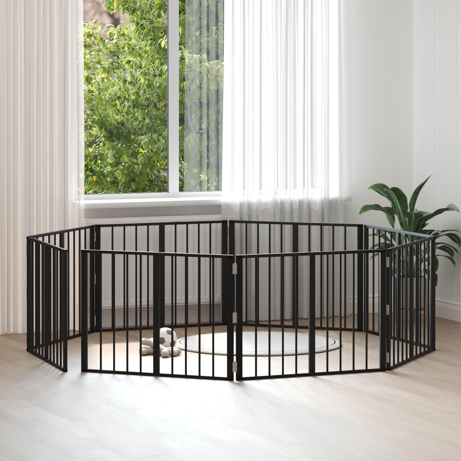 Hundedør 8 stk Sort 80 x 60 cm Galvaniseret stål billede