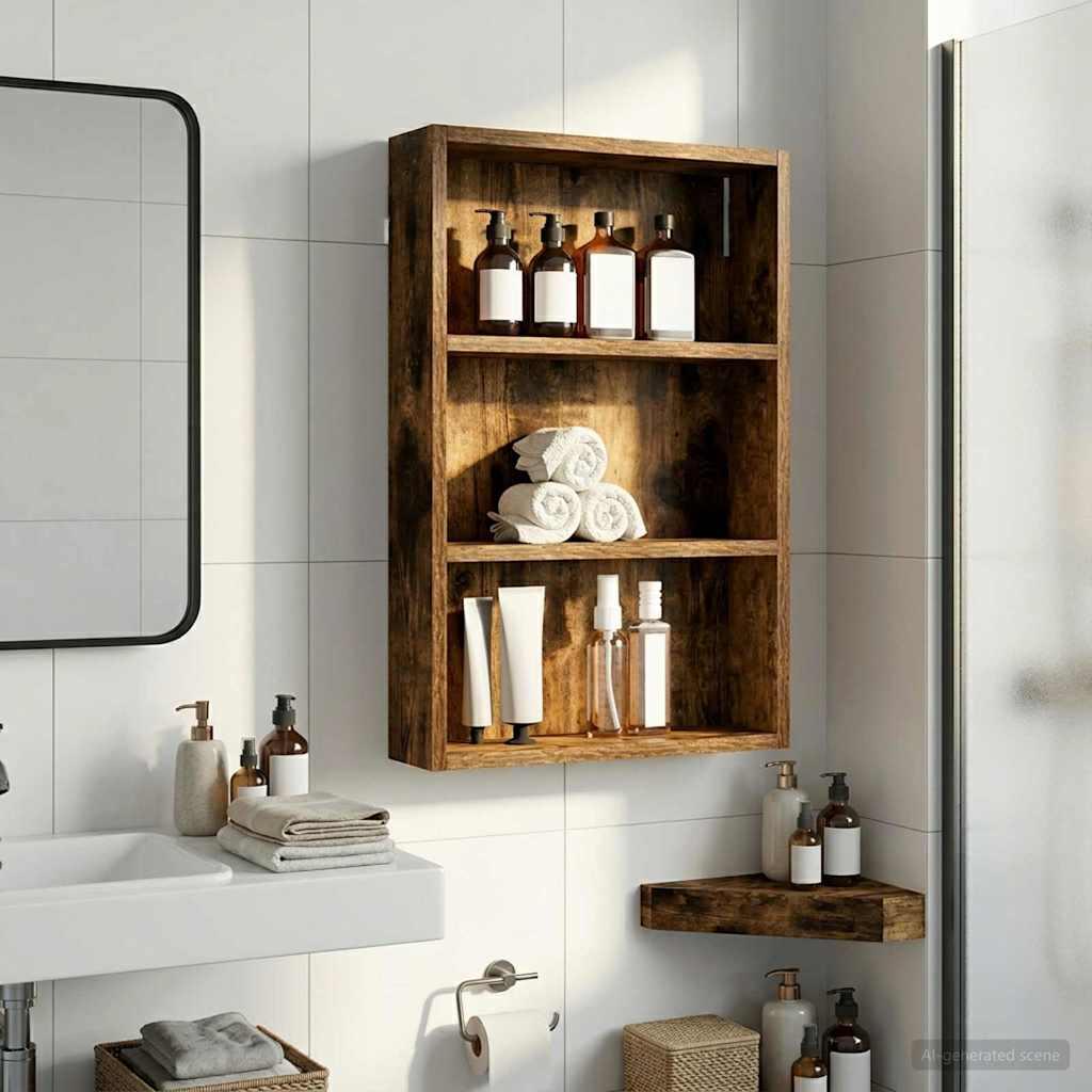 Badeværelsesvægskab Røget Eg 40 x 10 x 60,5 cm Konstrueret træ billede