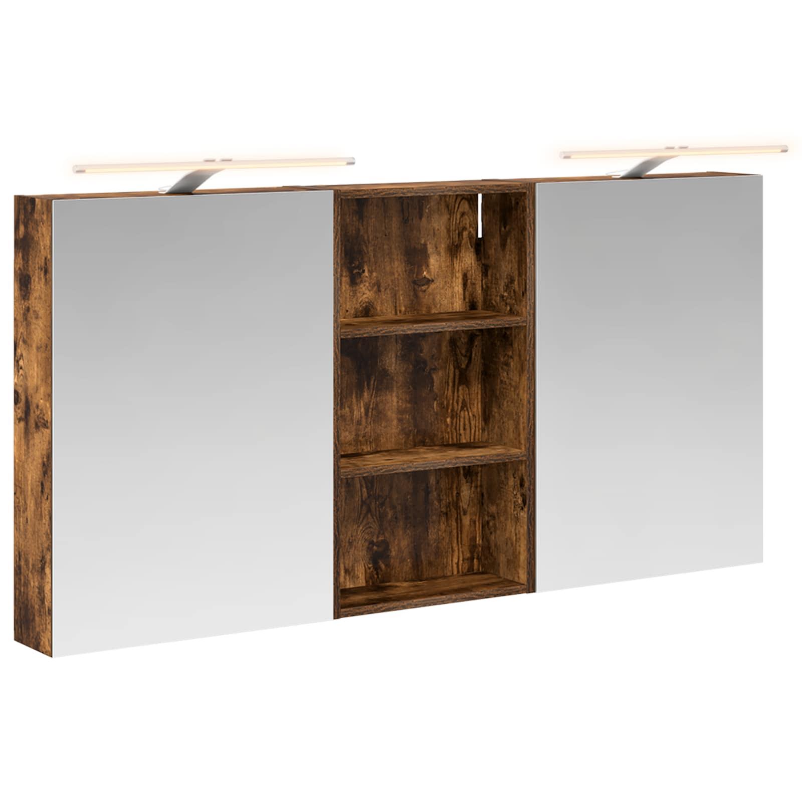 Badeværelsesskabsæt 3 stk 140 x 14,5 x 70 cm Konstrueret træ billede