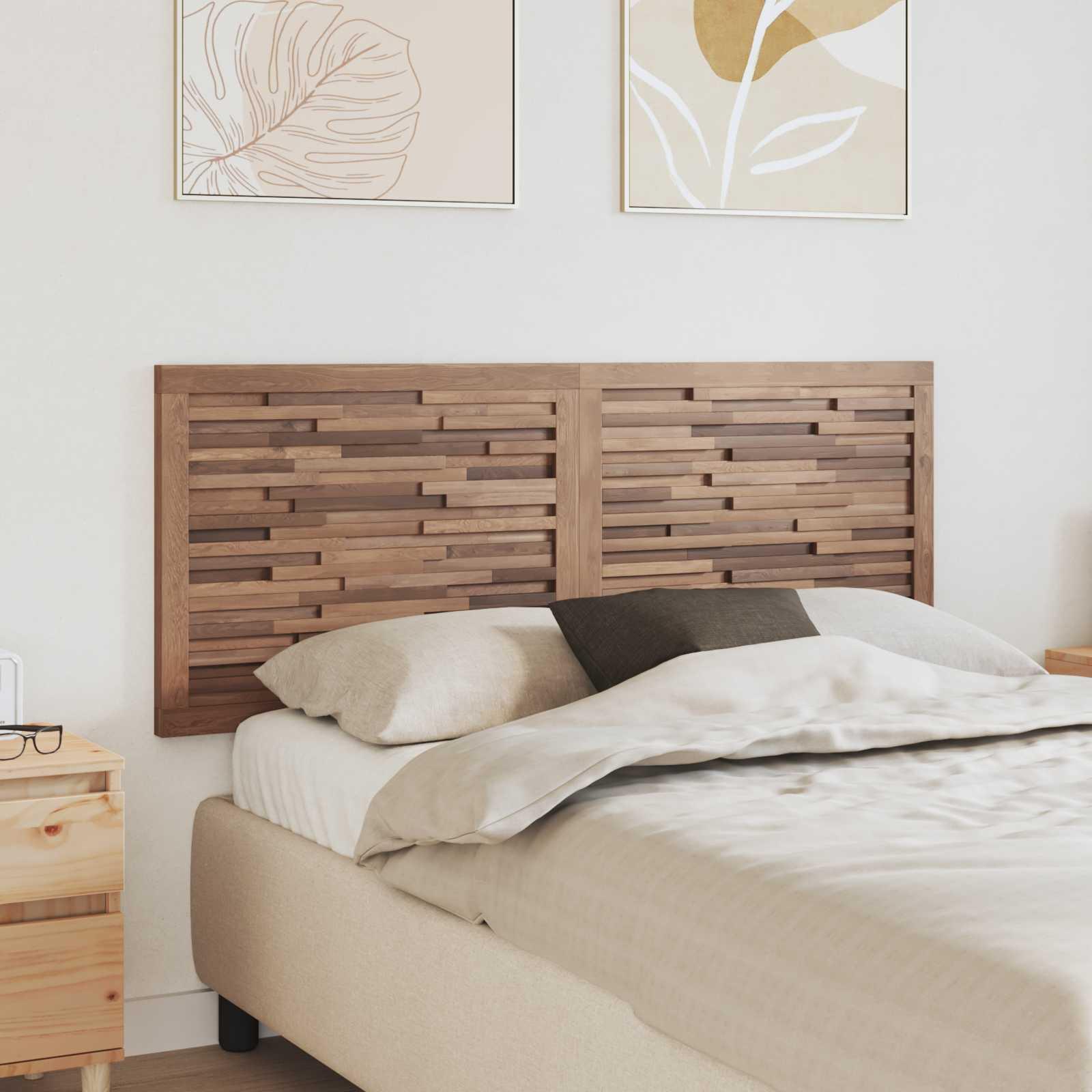 Sengegavl i massiv teak - natur, 140 × 55 cm, vægmonteret