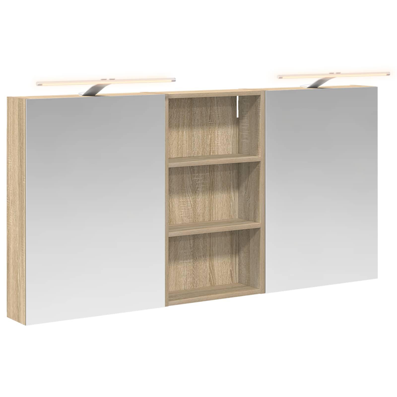 Badeværelsesskabsæt 3 stk 140 x 14,5 x 70 cm Konstrueret træ billede