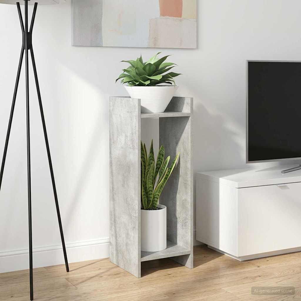 Planteholder med hylde BetonGrå 30 x 30 x 80 cm Konstrueret træ billede