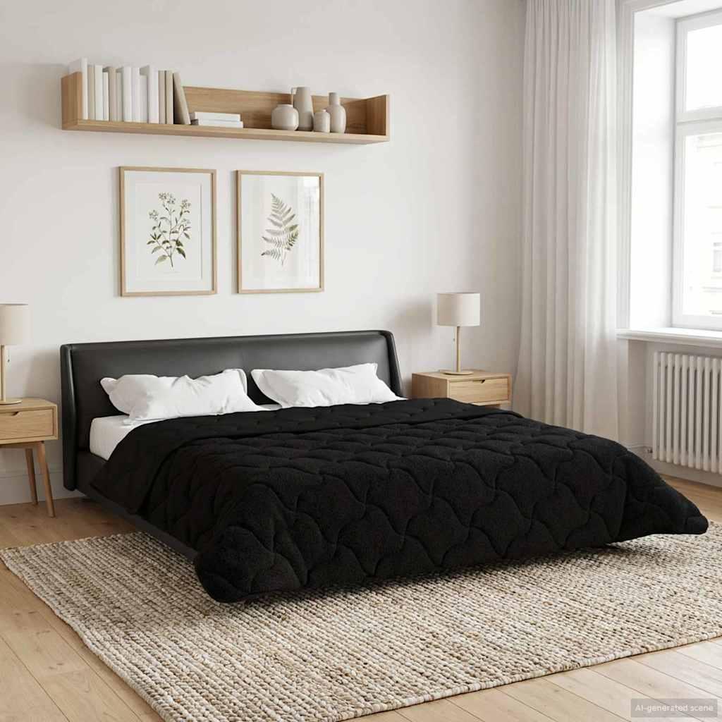 Sommer dyne Sort 200 x 240 cm Mikrofiber og Teddy fleece billede