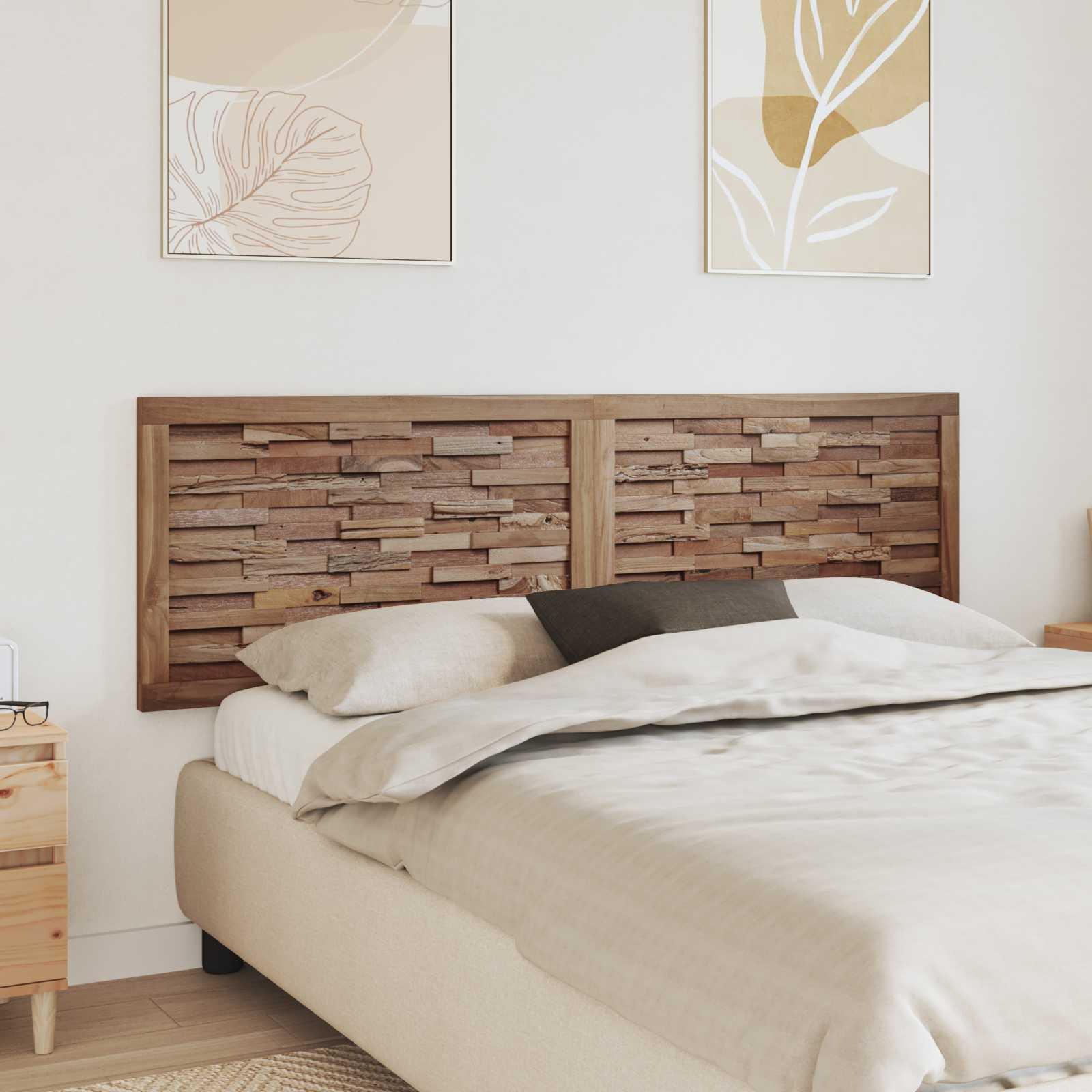 Sengegavl i massiv teak - naturfarvet, 180 × 55 cm, vægmonteret