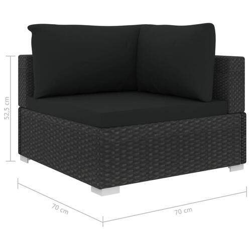 Haveloungesæt 10 dele med hynder polyrattan sort