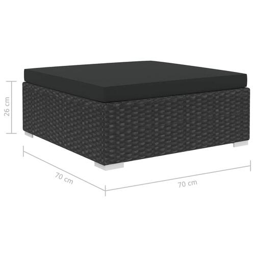 Haveloungesæt 10 dele med hynder polyrattan sort