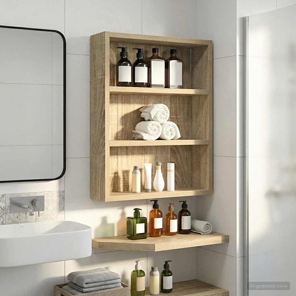 Badeværelsesvægskab Sonoma eg 40 x 10 x 50 cm Konstrueret træ billede