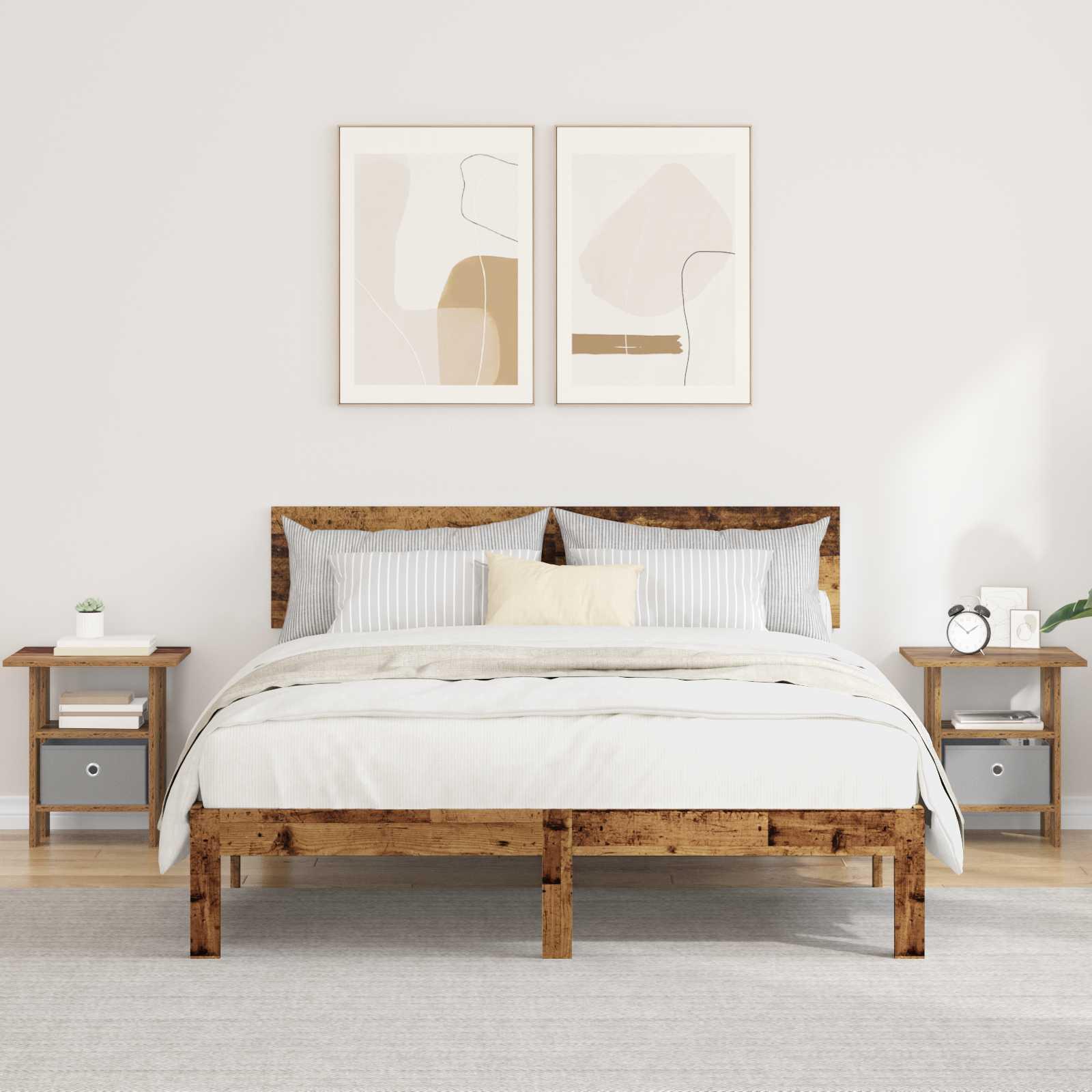 Sengebord 2 stk Gammelt træ 41 x 40 x 45 cm Konstrueret træ billede
