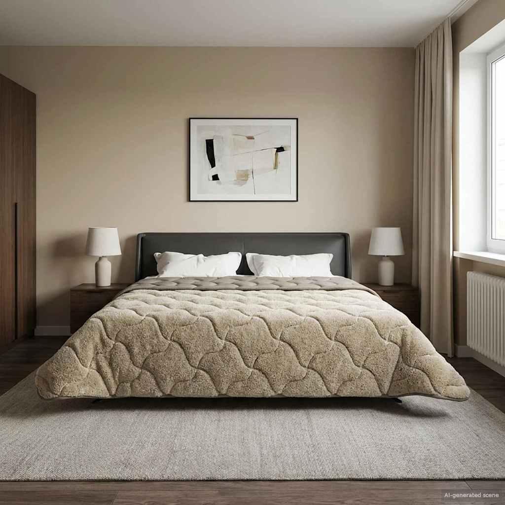 Sommer dyne Lysegrå 220 x 260 cm Mikrofiber og Teddy fleece billede