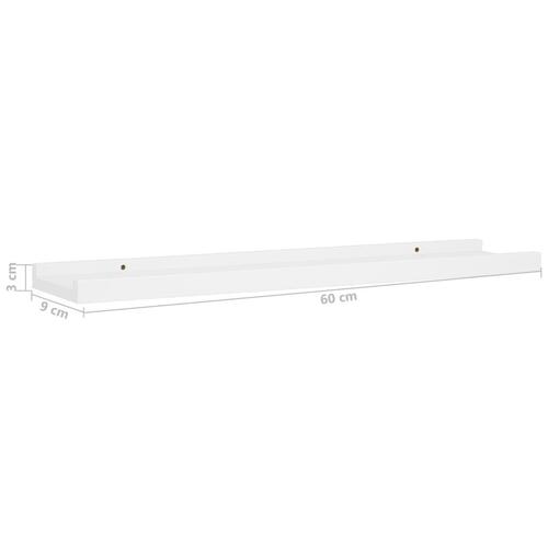 Billedhylder 2 stk. 60x9x3 cm MDF hvid