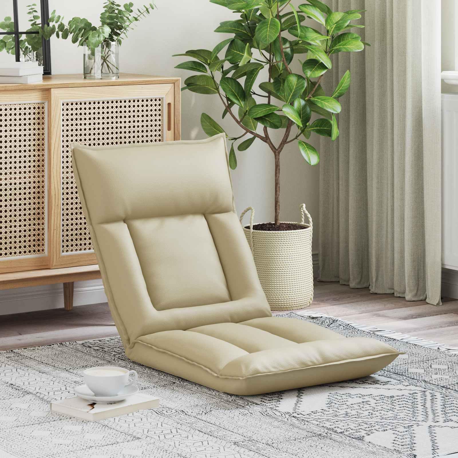 Gulvstol Creme 55 x 61 x 70 cm Faux læder billede