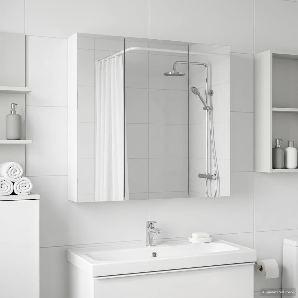 Badeværelsesspejlskab Hvid 70 x 14,5 x 70 cm Konstrueret træ billede