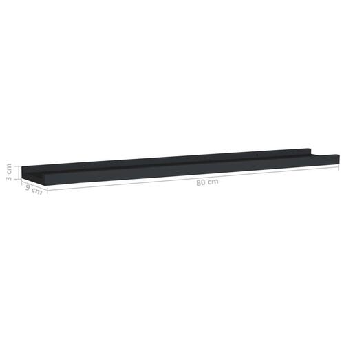 Gallerihylder 2 stk. 80x9x3 cm MDF sort