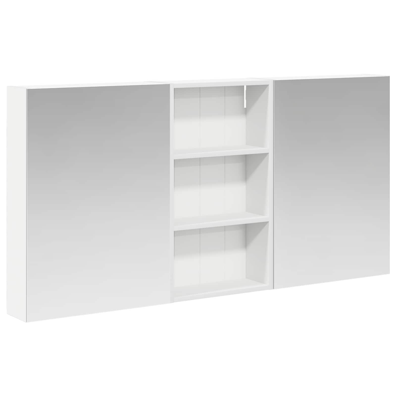 Badeværelsesskabsæt med spejl og LED, 3 dele - 140 × 14,5 × 70 cm, konstrueret træ billede