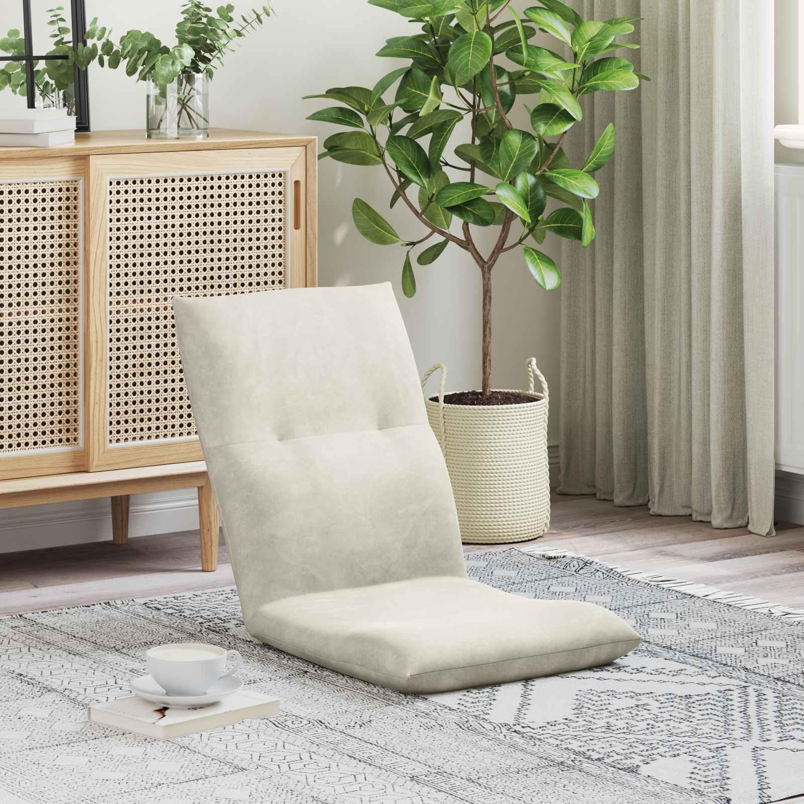 Gulvstol Creme 46 x 50 x 61 cm Fløjl billede