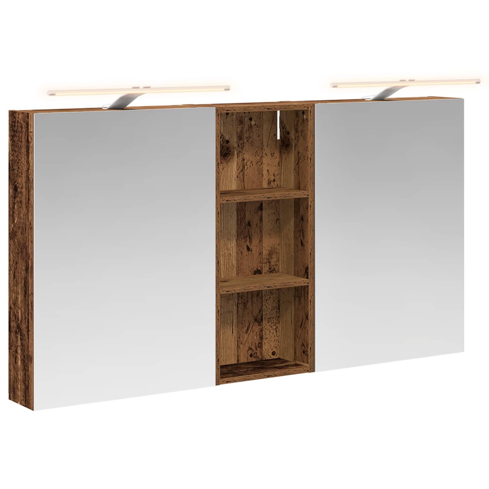 Badeværelsesskabsæt 3 stk 130 x 14,5 x 70 cm Konstrueret træ billede