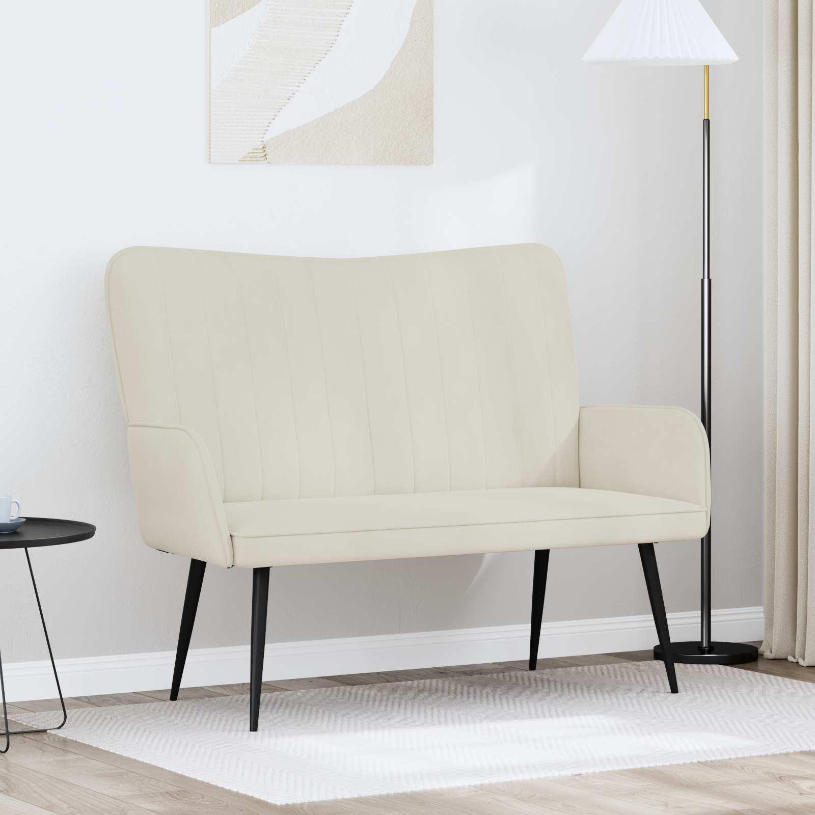 To-personers sofa Creme 115 x 61 x 87 cm Fløjl billede