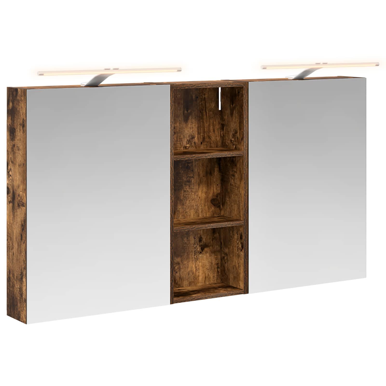 Badeværelsesskabsæt 3 stk 130 x 14,5 x 70 cm Konstrueret træ billede