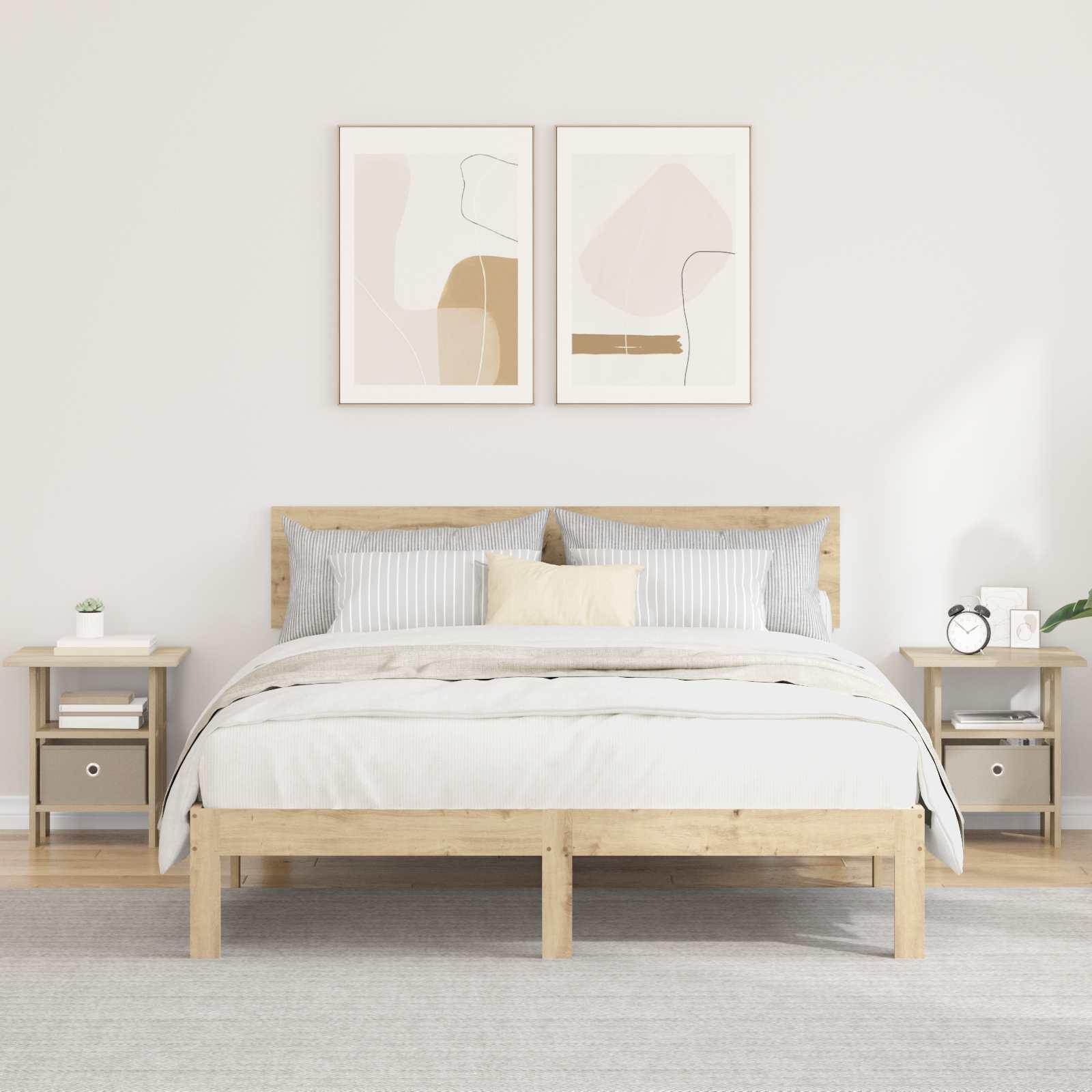 Sengebord 2 stk Sonoma eg 41 x 40 x 45 cm Konstrueret træ billede