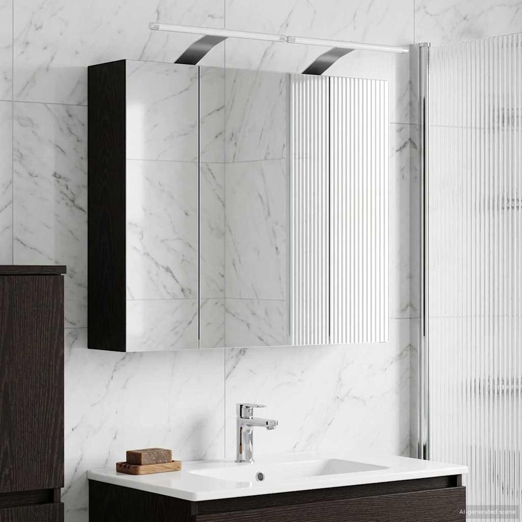 Badeværelsesspejlskab Sort eg 60 x 14,5 x 50 cm Konstrueret træ billede