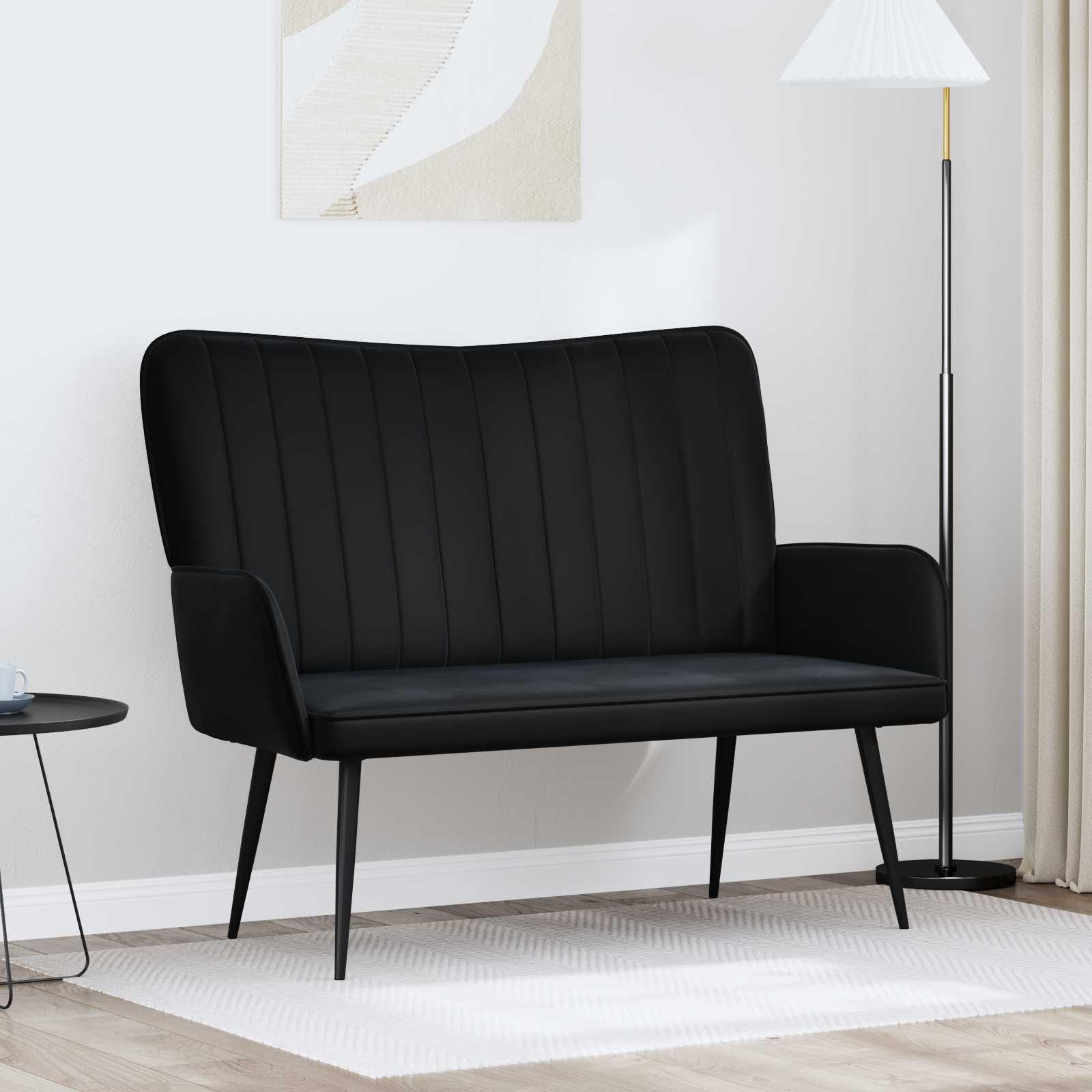 To-personers sofa Sort 115 x 61 x 87 cm Fløjl billede