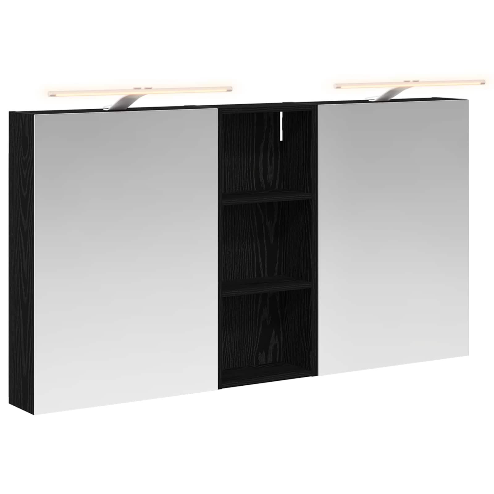 Badeværelsesskabsæt 3 stk 130 x 14,5 x 70 cm Konstrueret træ billede