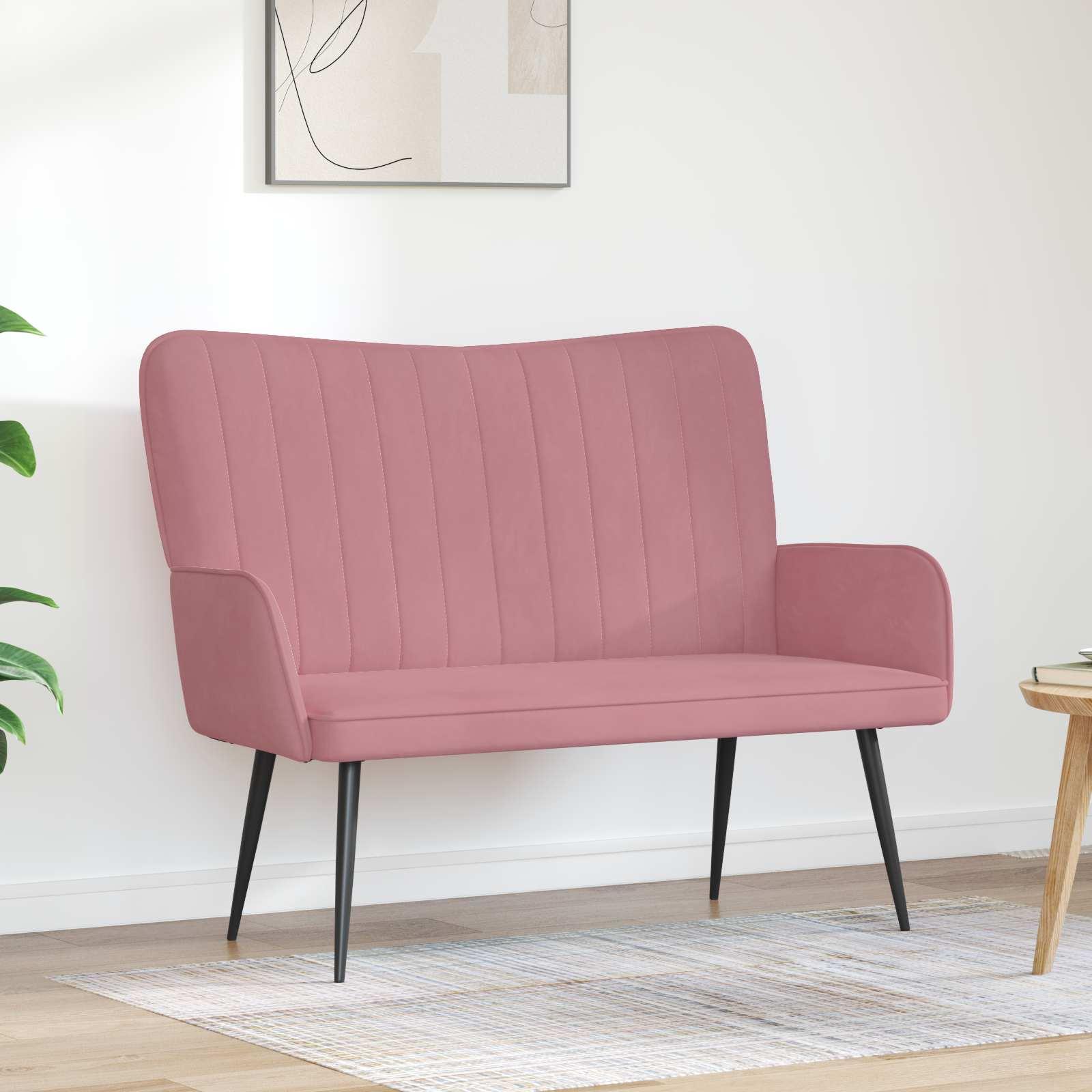 To-personers sofa Lyserød 115 x 61 x 87 cm Fløjl billede