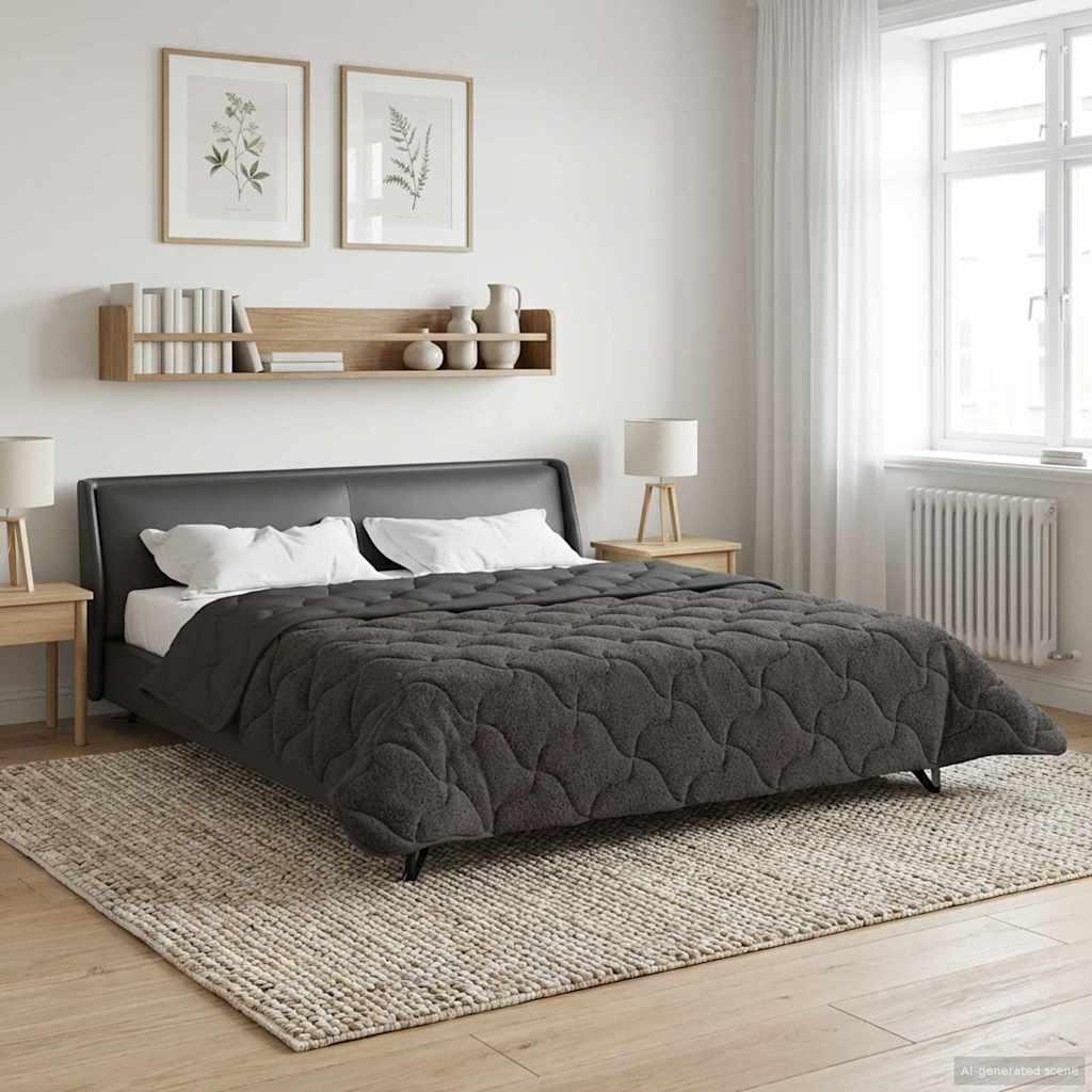 Sommer dyne Antracit 240 x 260 cm Mikrofiber og Teddy fleece billede