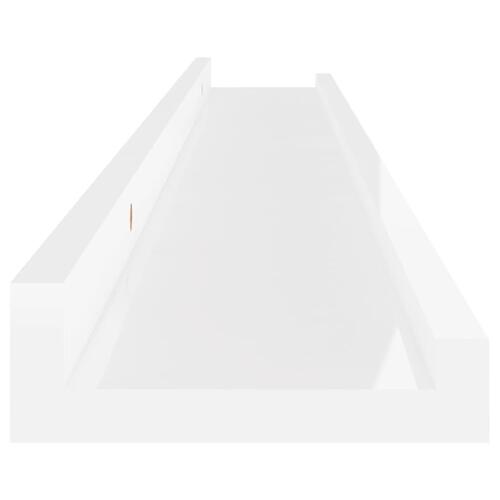 Væghylder 2 stk. 80x9x3 cm hvid højglans