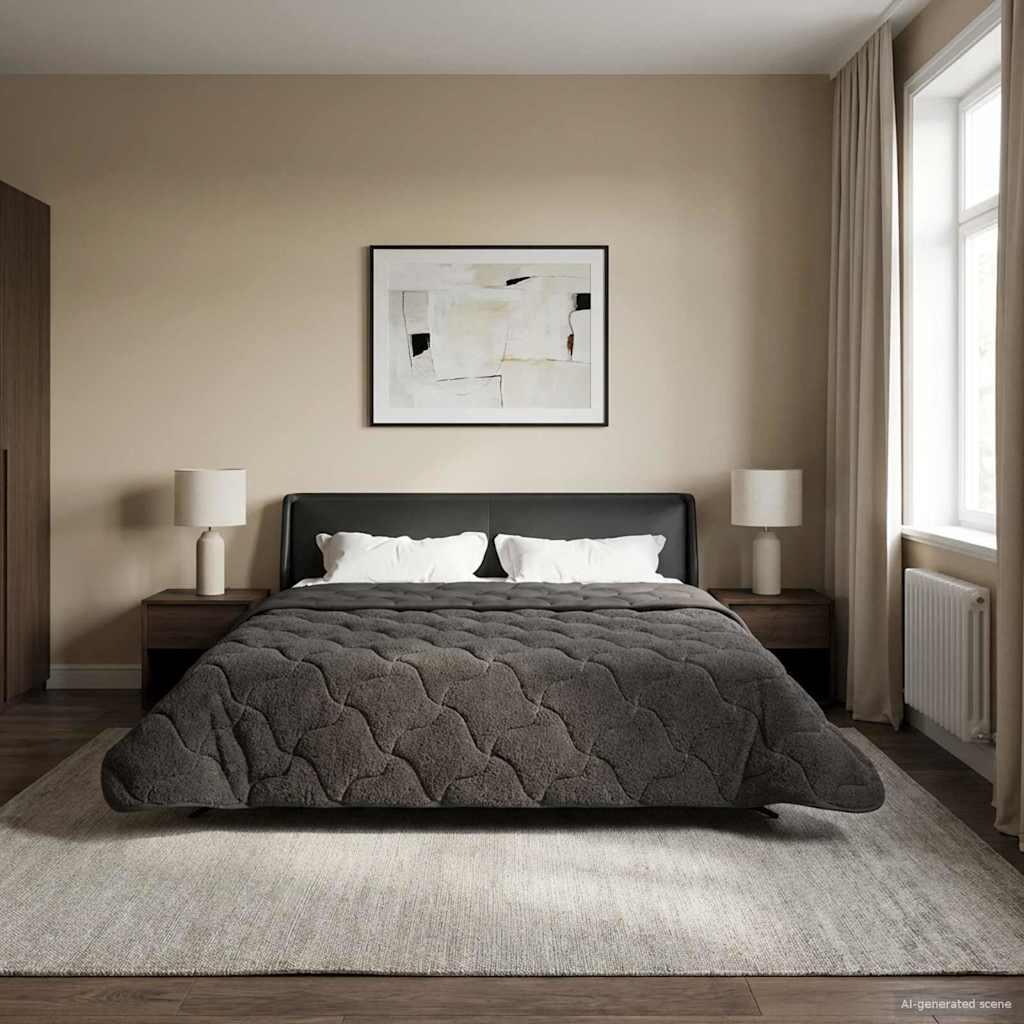 Sommer dyne Antracit 220 x 260 cm Mikrofiber og Teddy fleece billede