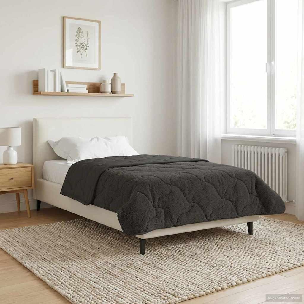 Sommer dyne Antracit 155 x 220 cm Mikrofiber og Teddy fleece billede