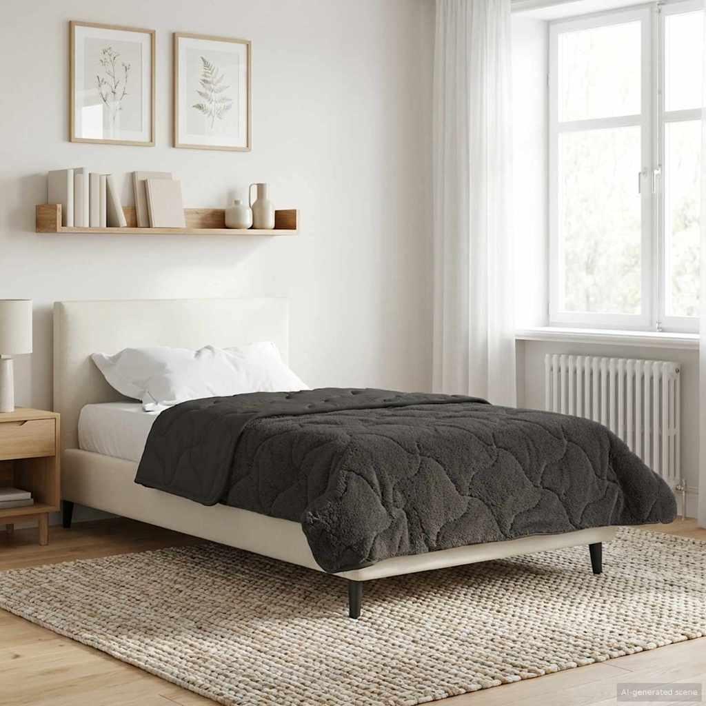 Sommer dyne Antracit 135 x 200 cm Mikrofiber og Teddy fleece billede