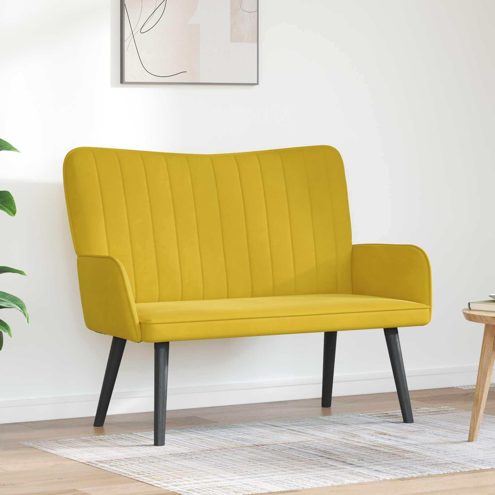 To-personers sofa Gul 115 x 61 x 87 cm Fløjl billede