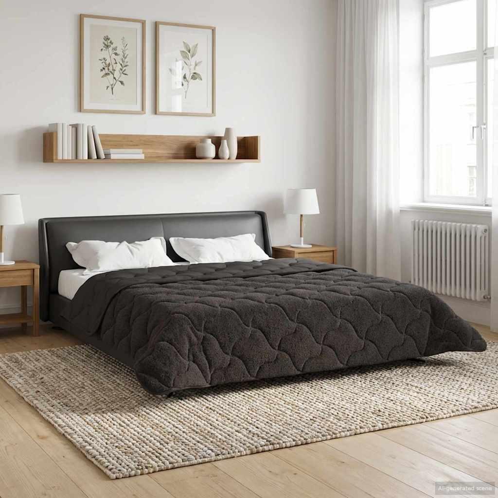 Sommer dyne Antracit 200 x 200 cm Mikrofiber og Teddy fleece billede