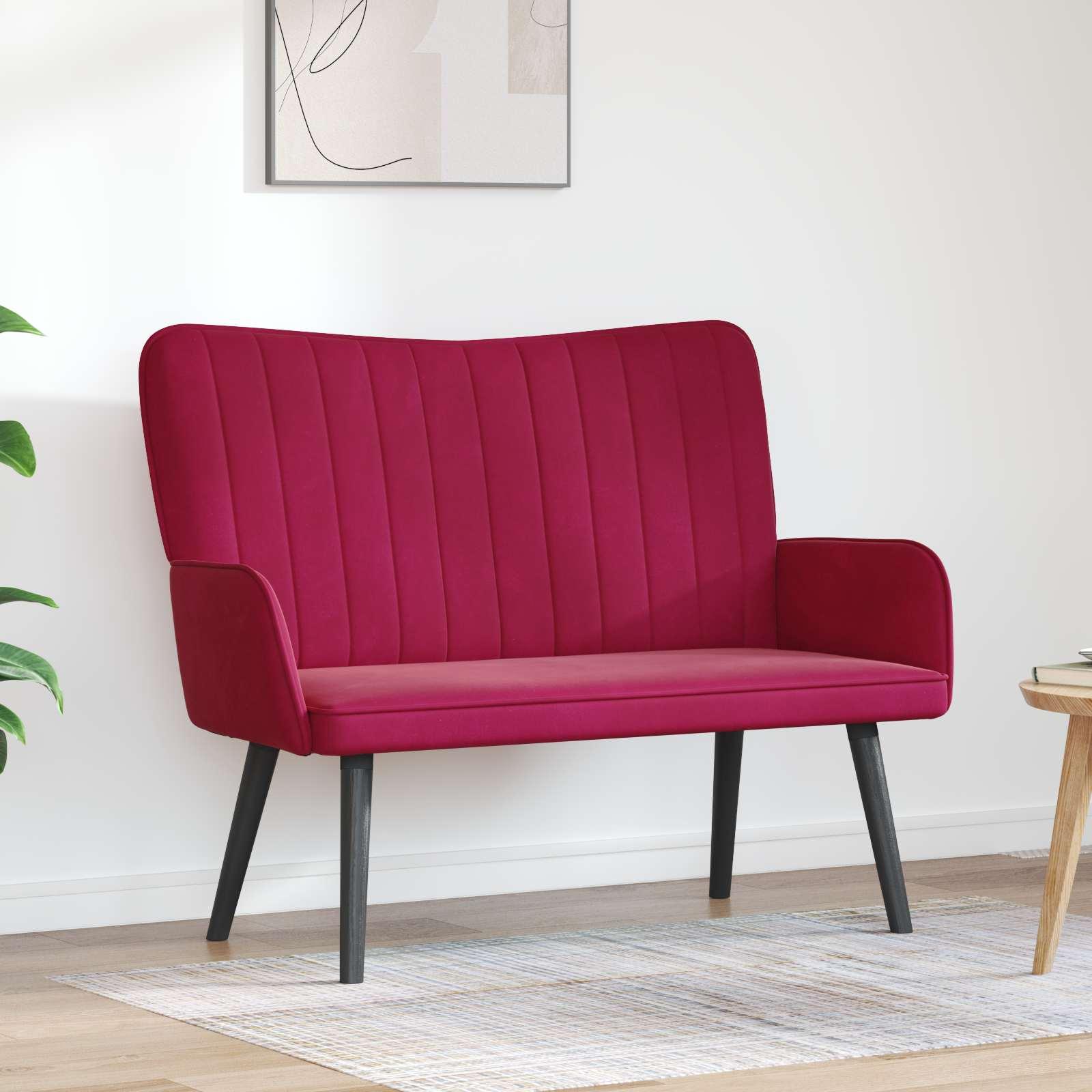 To-personers sofa Vinrød 115 x 61 x 87 cm Fløjl billede