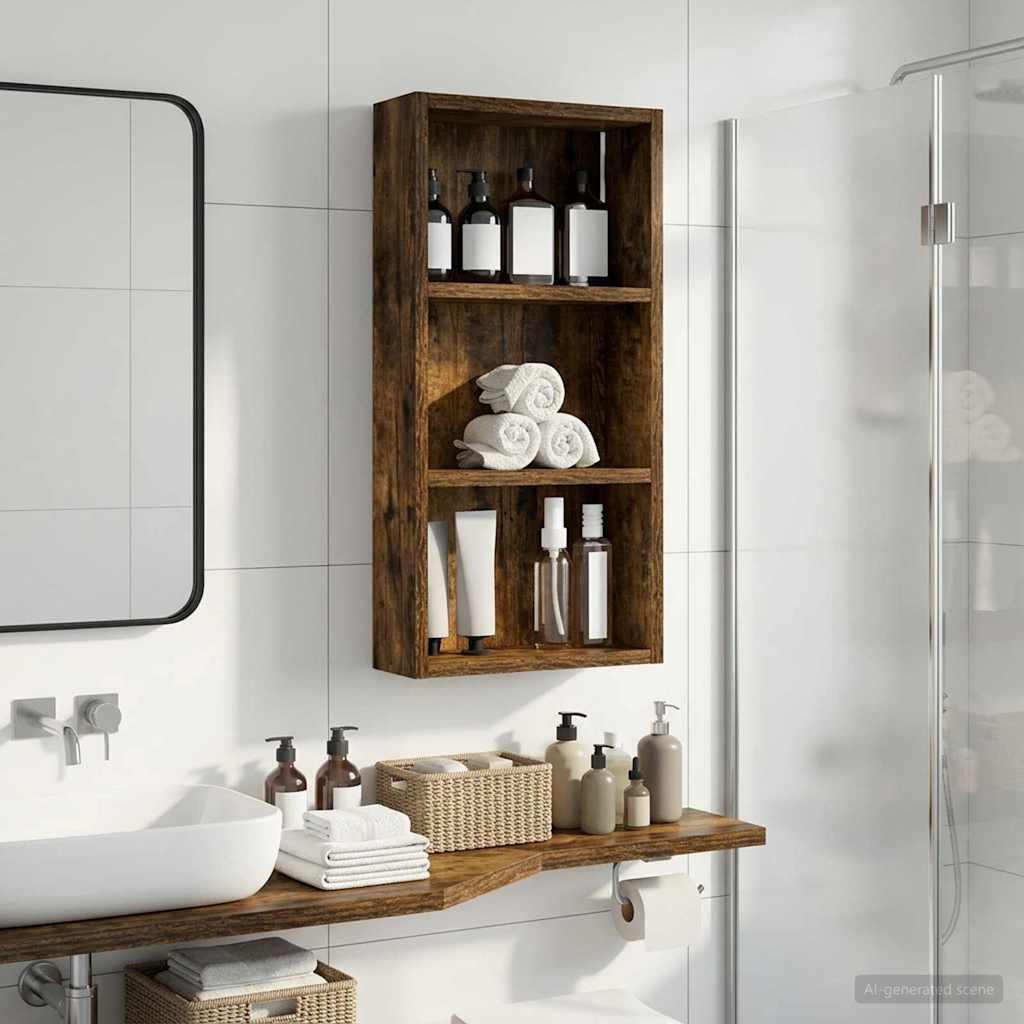 Badeværelsesvægskab Røget Eg 30 x 10 x 60,5 cm Konstrueret træ billede