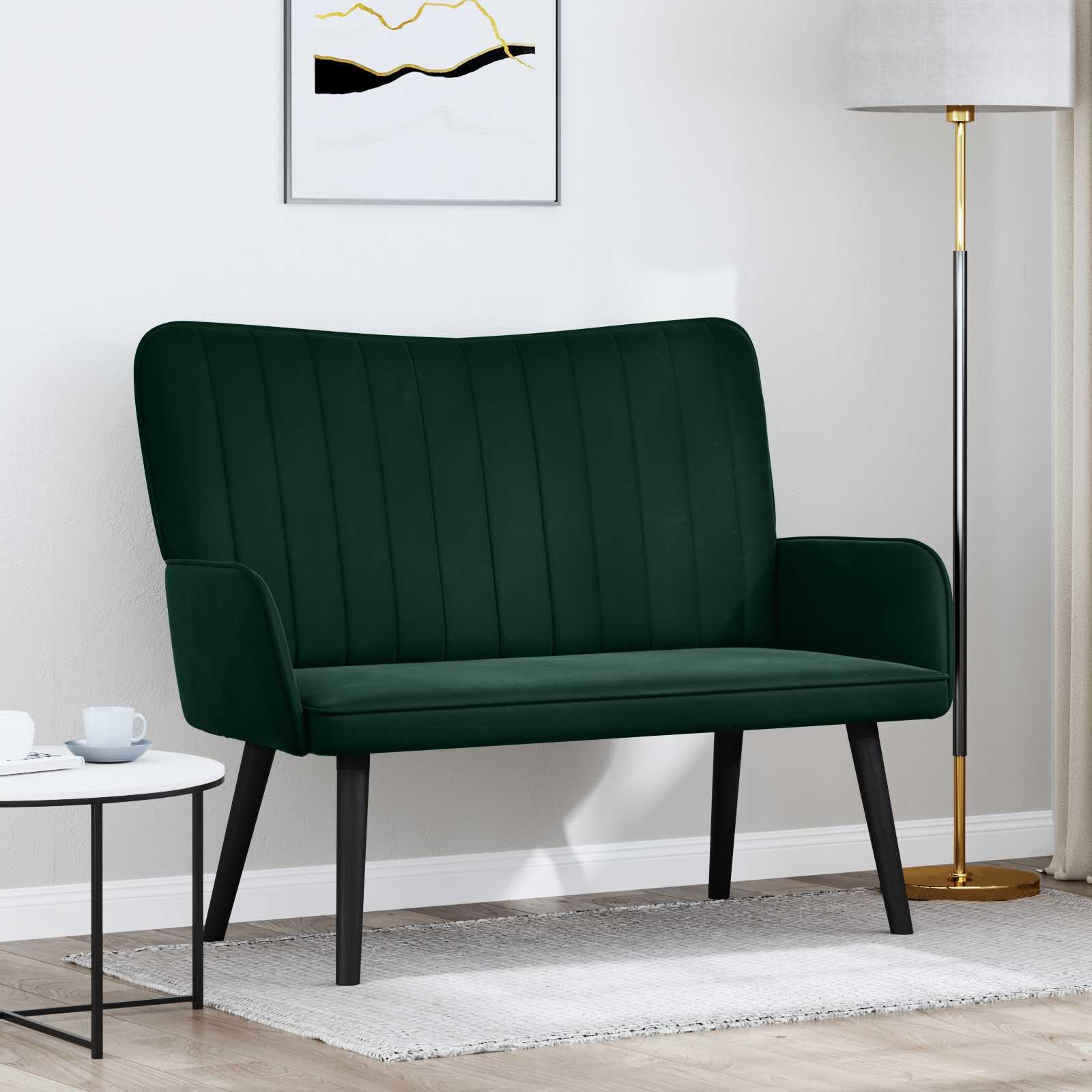 To-personers sofa Mørkegrøn 115 x 61 x 87 cm Fløjl billede
