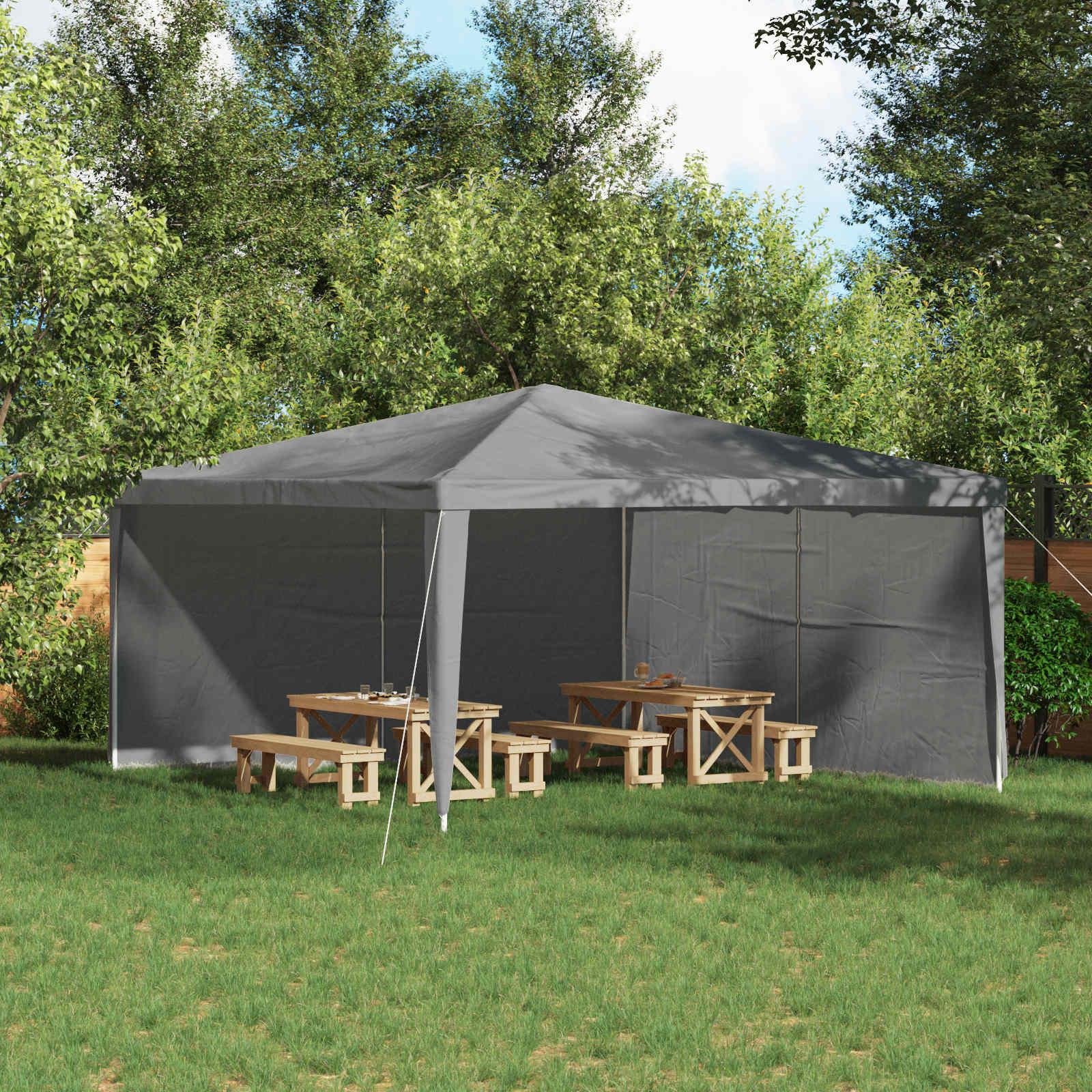Festasidevæg 2 stk Lysegrå 400 x 195 cm PE og stål billede