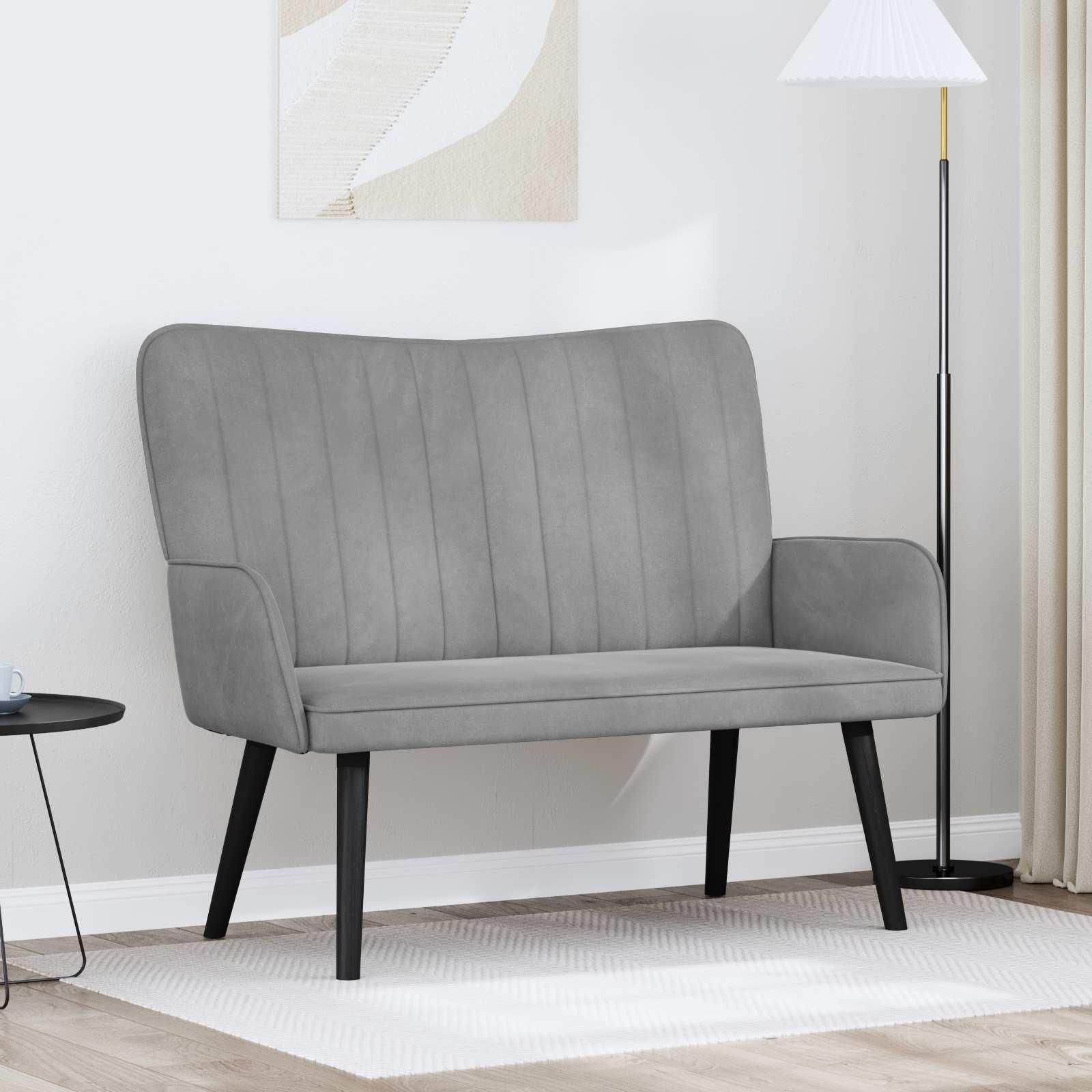 To-personers sofa Lysegrå 115 x 61 x 87 cm Fløjl billede