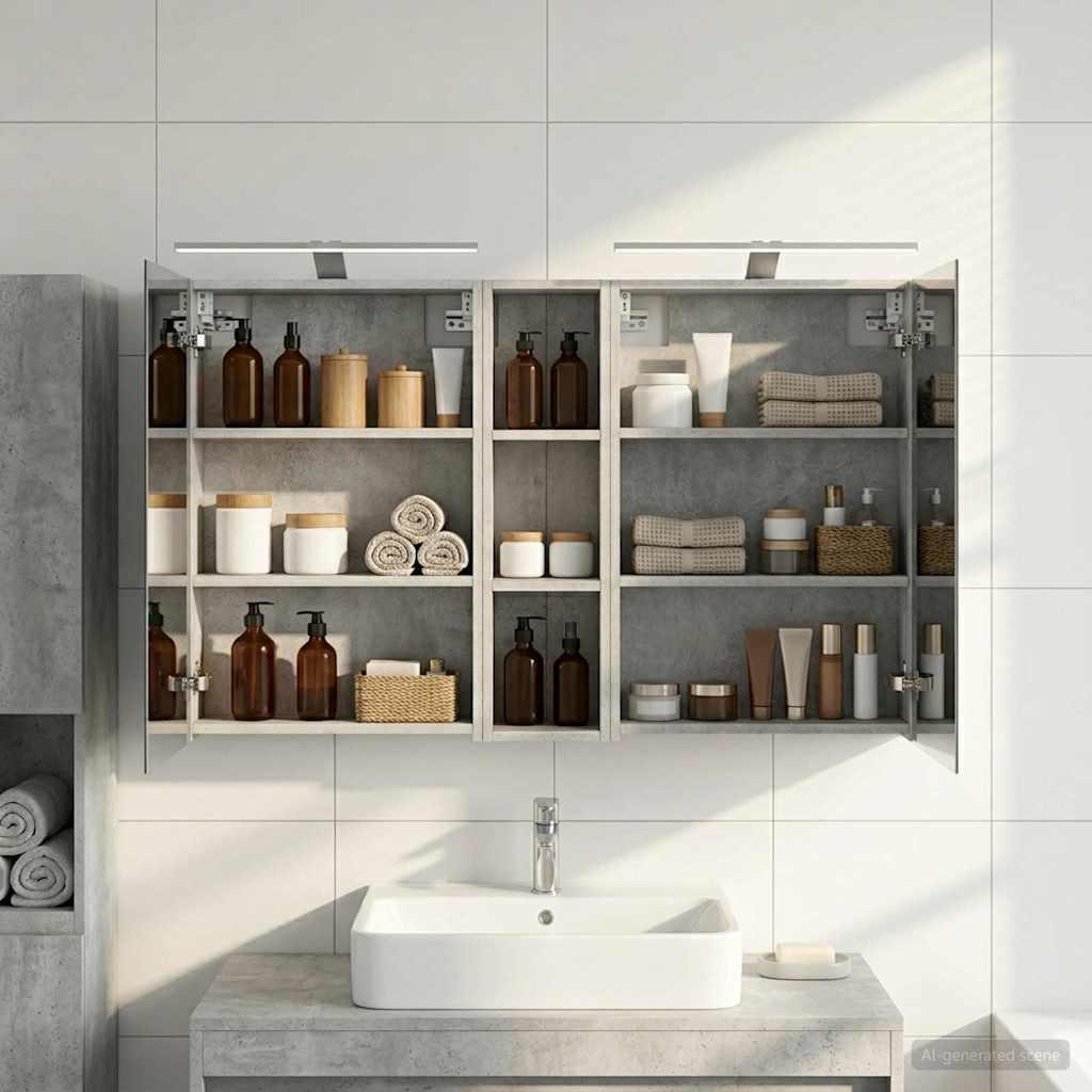 Badeværelsesskabsæt 3 stk 120 x 14,5 x 70 cm Konstrueret træ billede