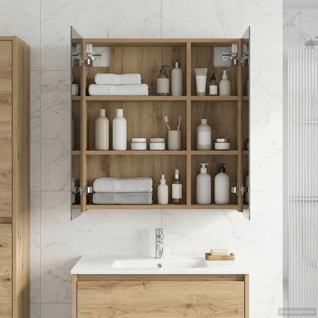 Badeværelsesspejlskab med hylde Artisan eg 60 x 14,5 x 70 cm billede
