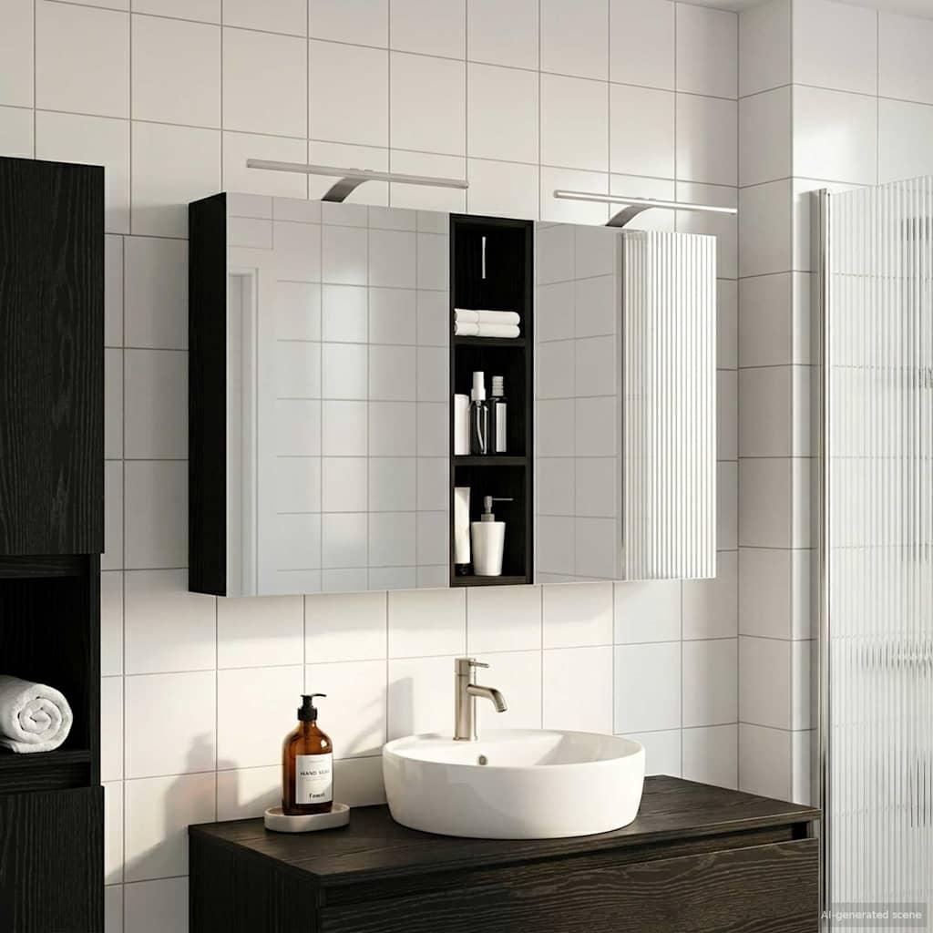 Badeværelsesskabsæt 3 stk 120 x 14,5 x 70 cm Konstrueret træ billede