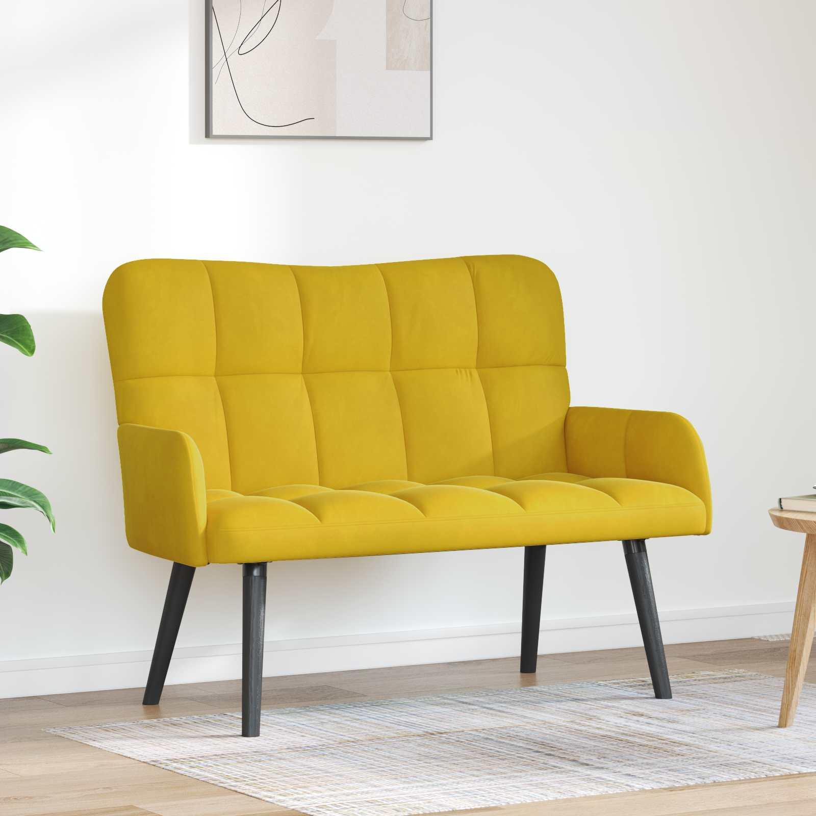 To-personers sofa Gul 115 x 61 x 87 cm Fløjl billede