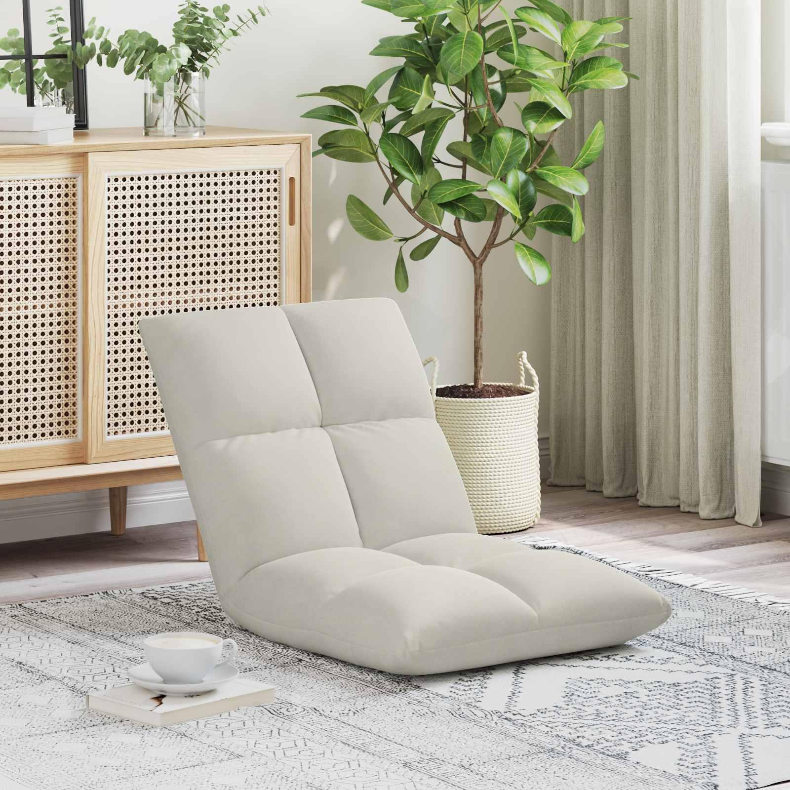 Gulvstol Creme 50 x 61 x 57 cm Fløjl billede