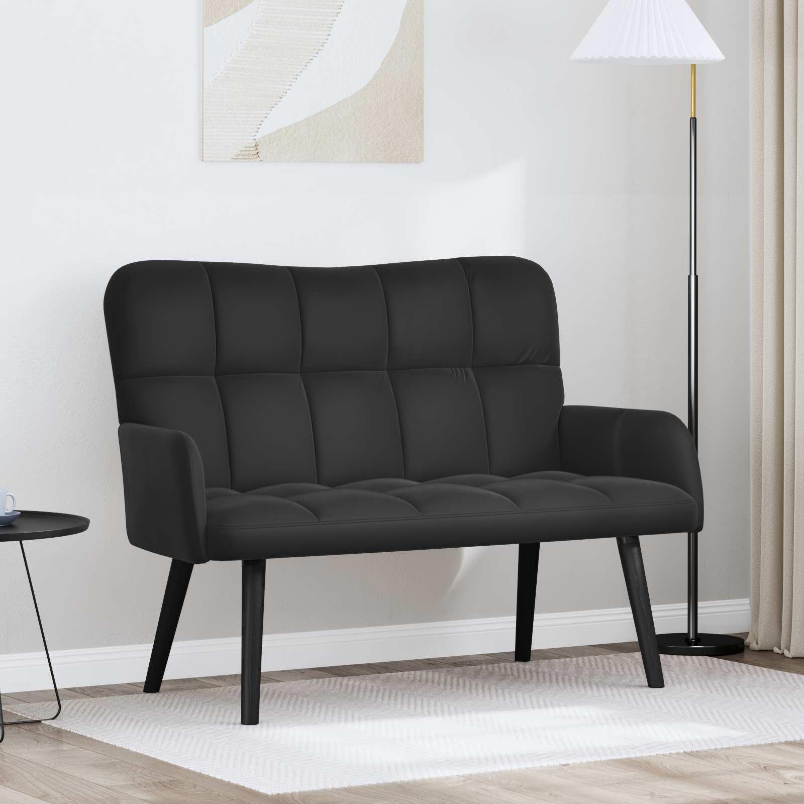 To-personers sofa Sort 115 x 61 x 87 cm Fløjl billede